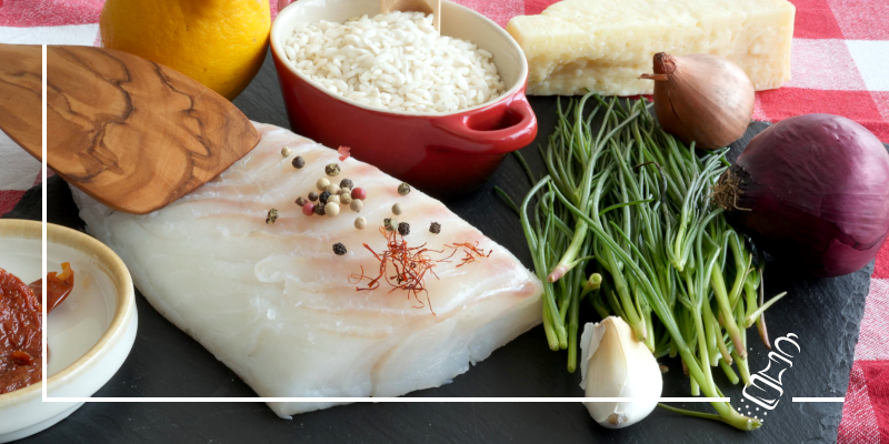 kabeljau auf moenchsbartrisotto