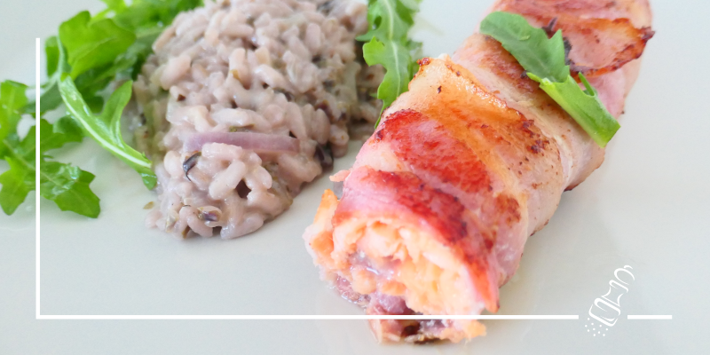 saiblingsfilets im speckmatel teller