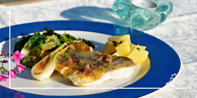 zanderfilet mit speck streusel
