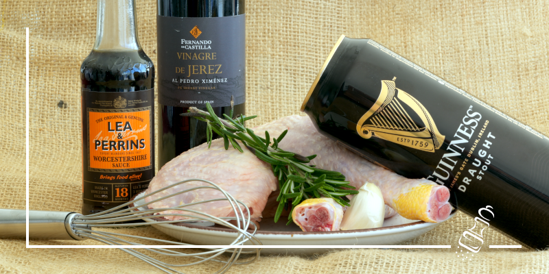 pouletschenkel an guinness marinade