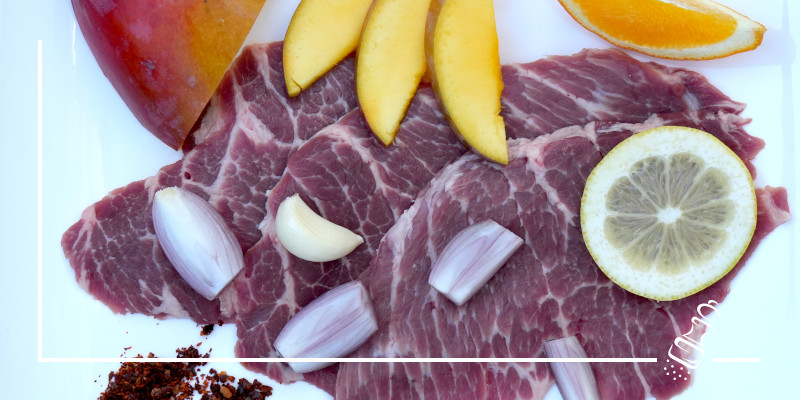 schweins pluma iberico an mango chilisauce