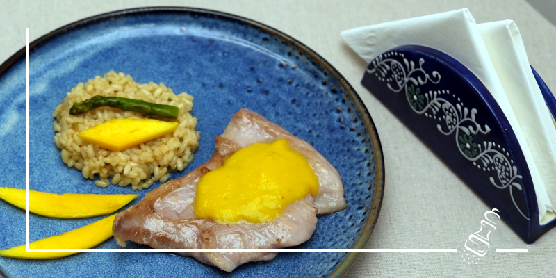 schweins pluma iberico an mango chilisauce