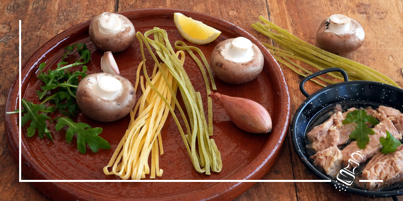 pasta mit champignon und thunfisch
