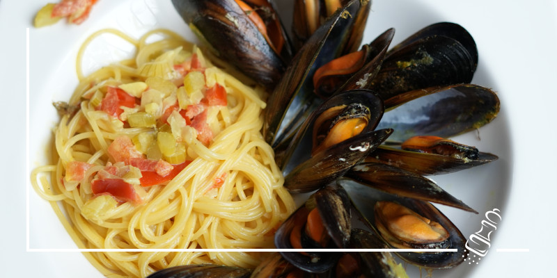spaghetti an curry mit miesmuscheln